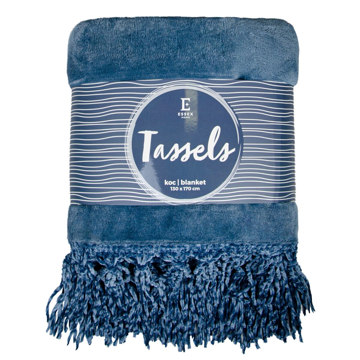 Jednokolorowy koc Tassels 130x170 cm