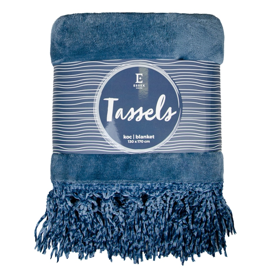 Jednokolorowy koc Tassels 130x170 cm