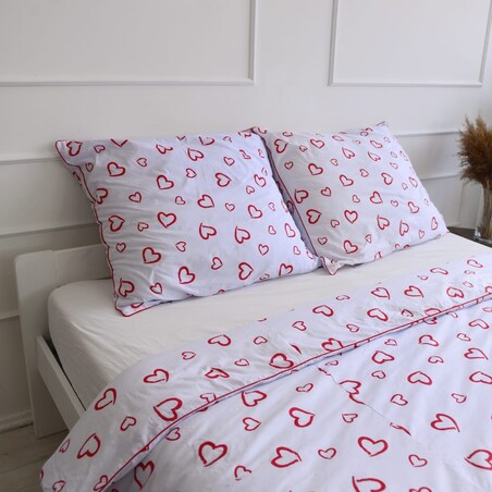 Pościel bawełniana serduszka 160x200 + 2x50x60