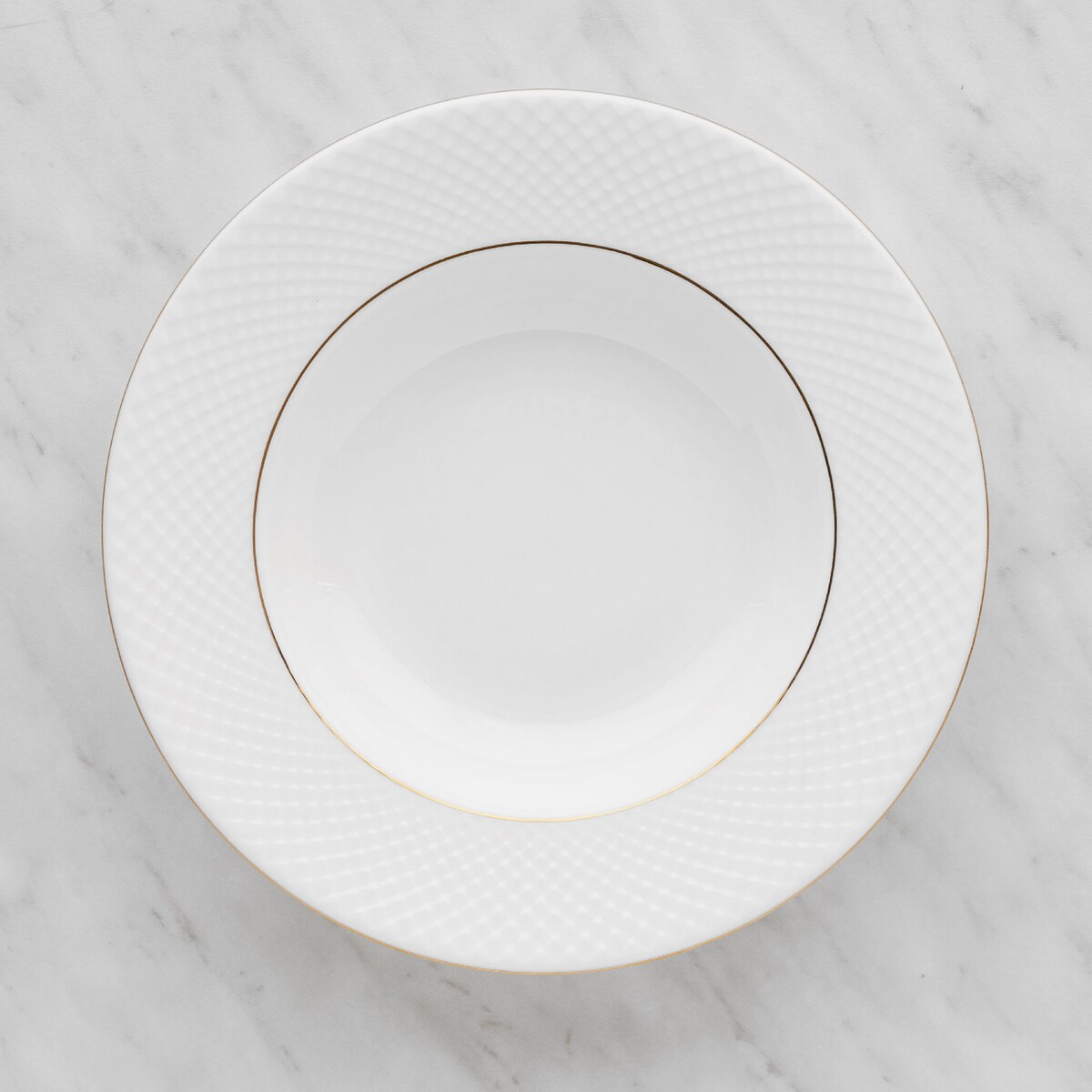 Elegancki Talerz Głęboki z Porcelany Kostnej Eleni z motywem geometrycznym