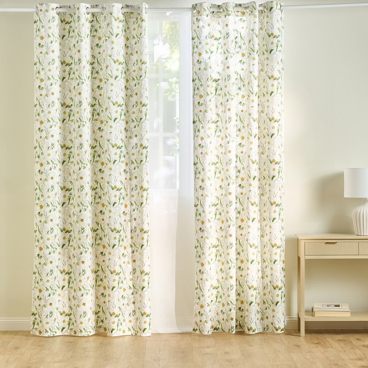 Zasłona z nadrukiem Emeris 140x250 cm z motywem kwiatowym