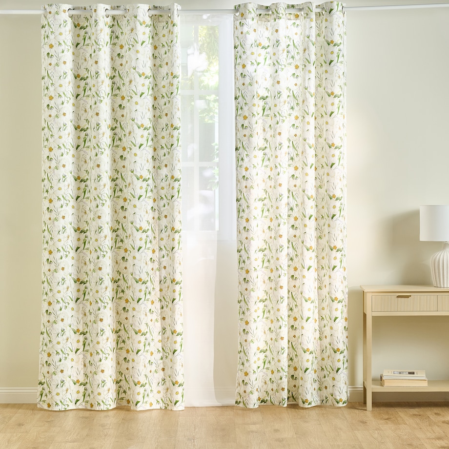 Zasłona z nadrukiem Emeris 140x250 cm z motywem kwiatowym