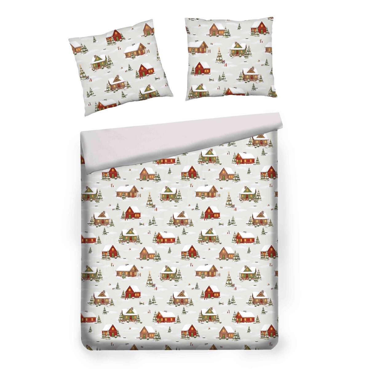 Pościel z bawełny satynowej Winhurst 200x220 cm z motywem choinki