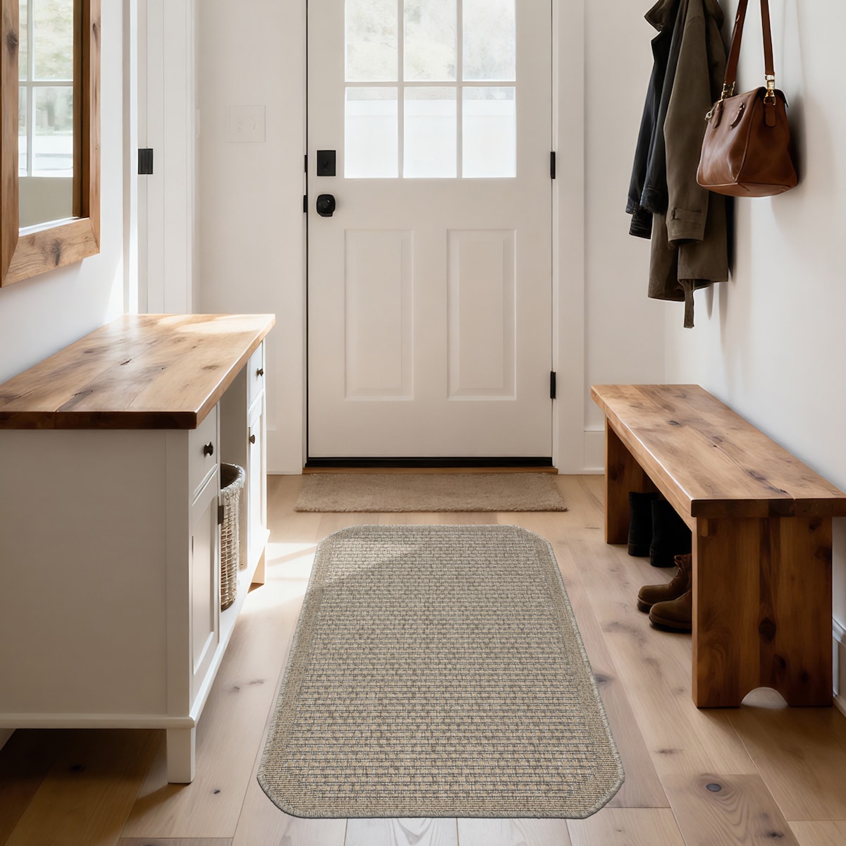 Chodnik płasko tkany Roma 68x114 cm Kratka Beżowy