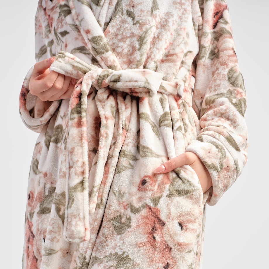 Szlafrok Amorette z motywem kwiatowym