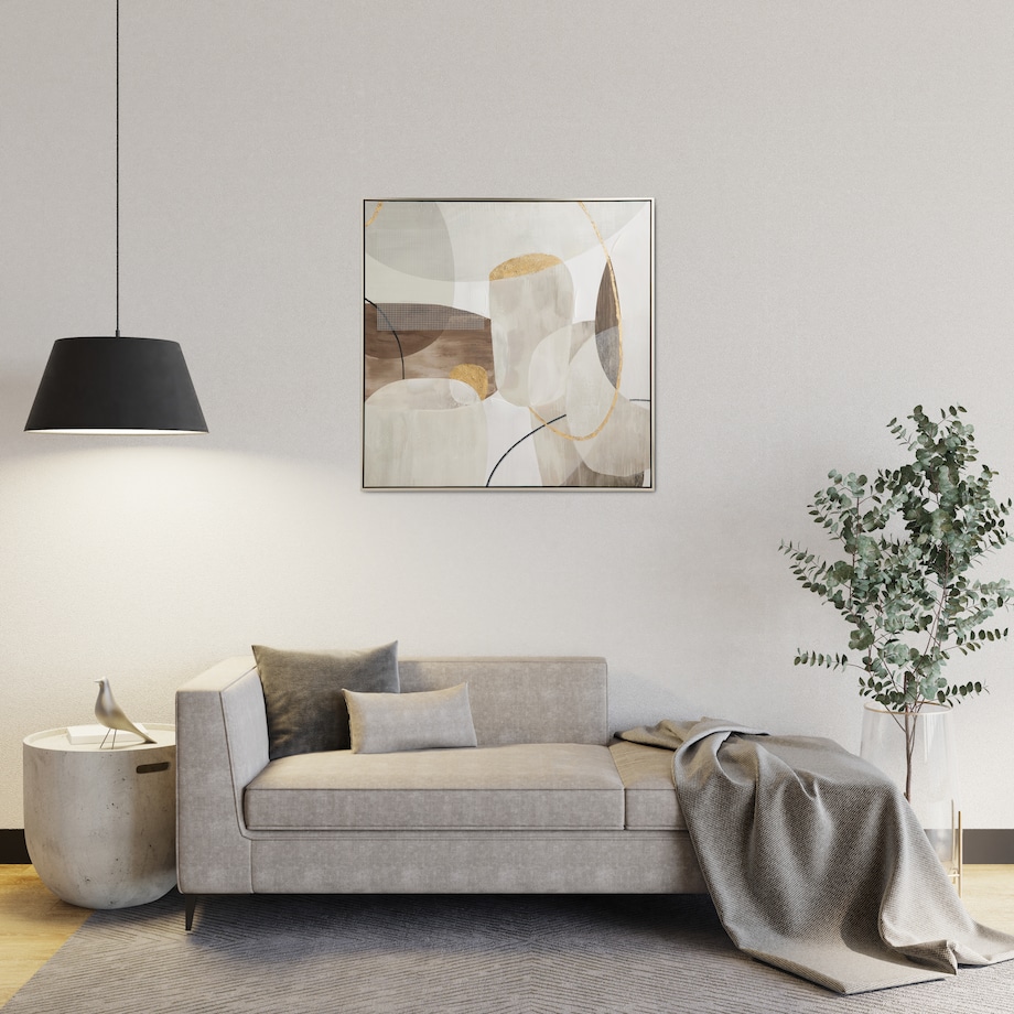 Ręcznie zdobiony obraz w ramie Lija z motywem geometrycznym