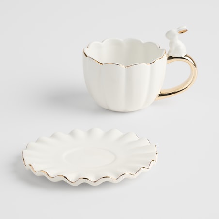 Filiżanka Ze Spodkiem Wonderland z motywem królika