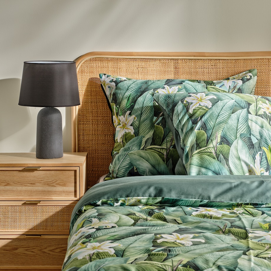 Pościel z bawełny satynowej Islano 200x220 cm z motywem liściastym