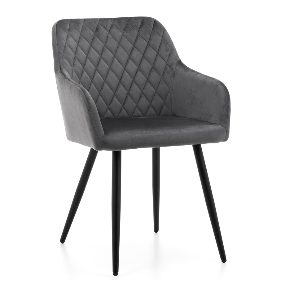 Krzesło tapicerowane TODI welur do salonu jadalni pikowane szare