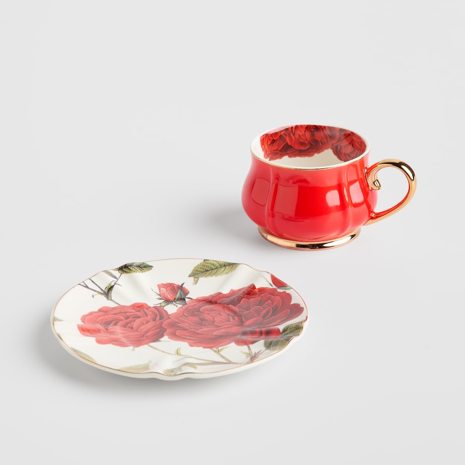 Filiżanka Ze Spodkiem Rosellinas z motywem kwiatowym