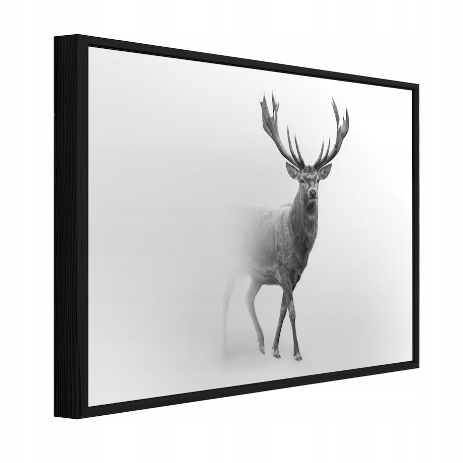Obraz W Ramie Do Sypialni Salonu Na Płótnie Jeleń Zwierzęta Szary