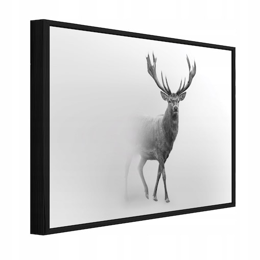 Obraz W Ramie Do Sypialni Salonu Na Płótnie Jeleń Zwierzęta Szary