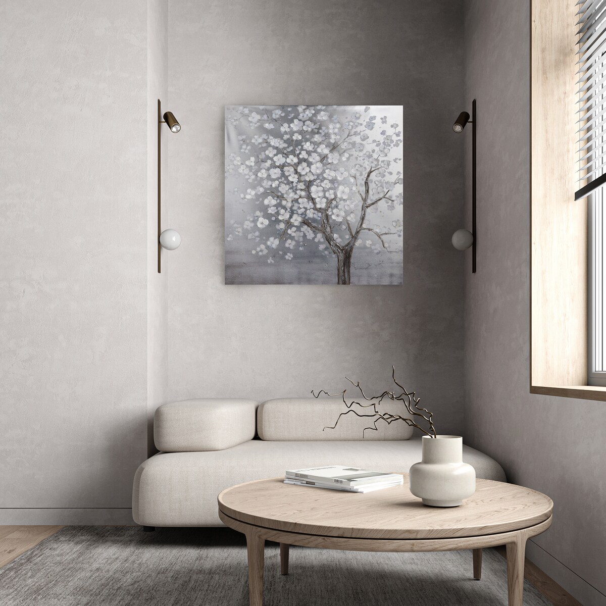 Ręcznie zdobiony obraz kwiat wiśni cherryblossom 100x100