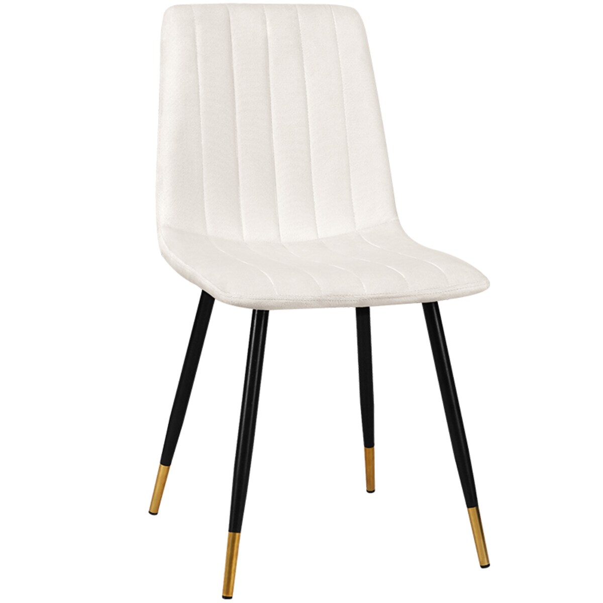 Krzesło tapicerowane welurowe pikowane złote nogi beżowe