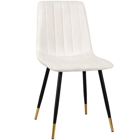 Krzesło tapicerowane welurowe pikowane złote nogi beżowe