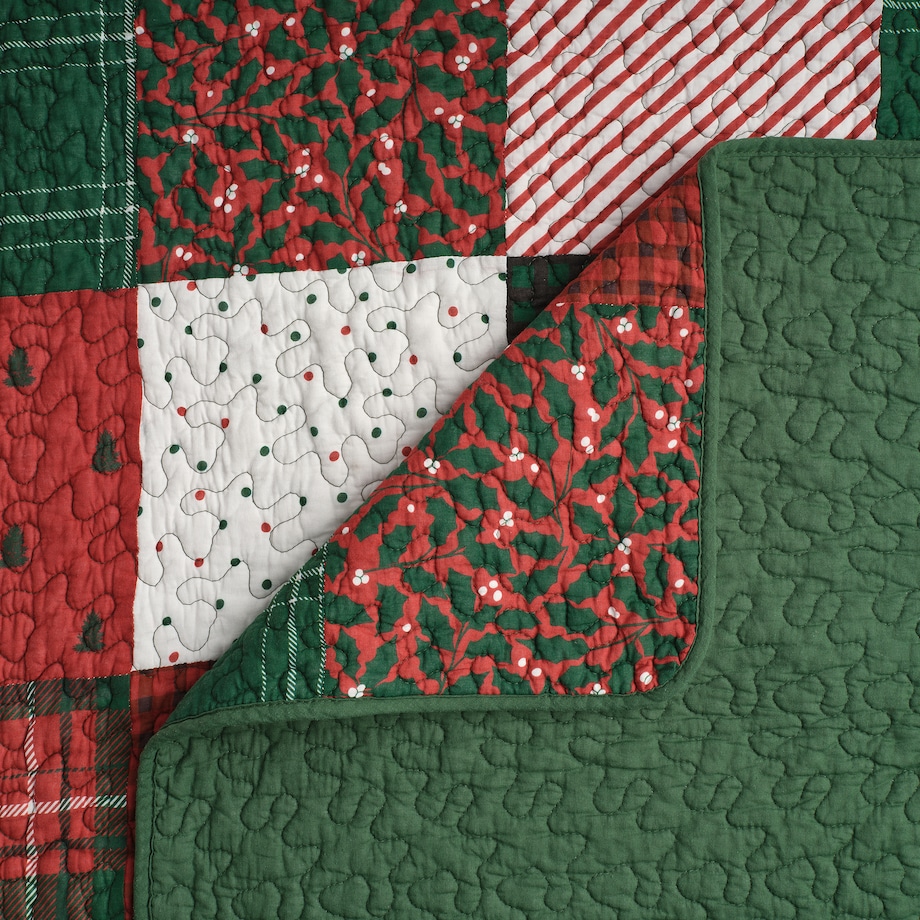 Patchwork narzuta na łóżko Natali 200x220 cm z motywem choinki