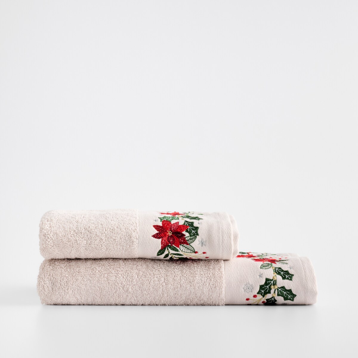 Ręcznik dekoracyjny Poinsetia 70x130 cm z motywem gwiazdy betlejemskiej