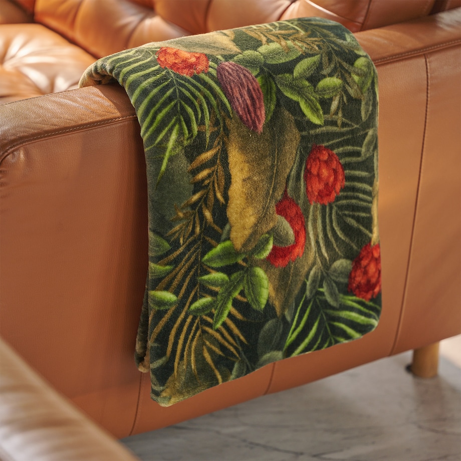 Koc Tropini 150x200 cm z motywem roślinnym