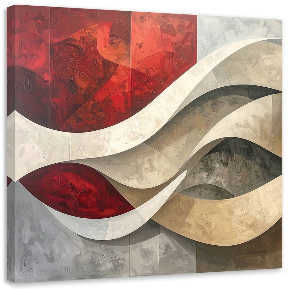 Obraz do salonu sypialni biura loftu, Abstrakcja linie tekstury beżowy czerwony