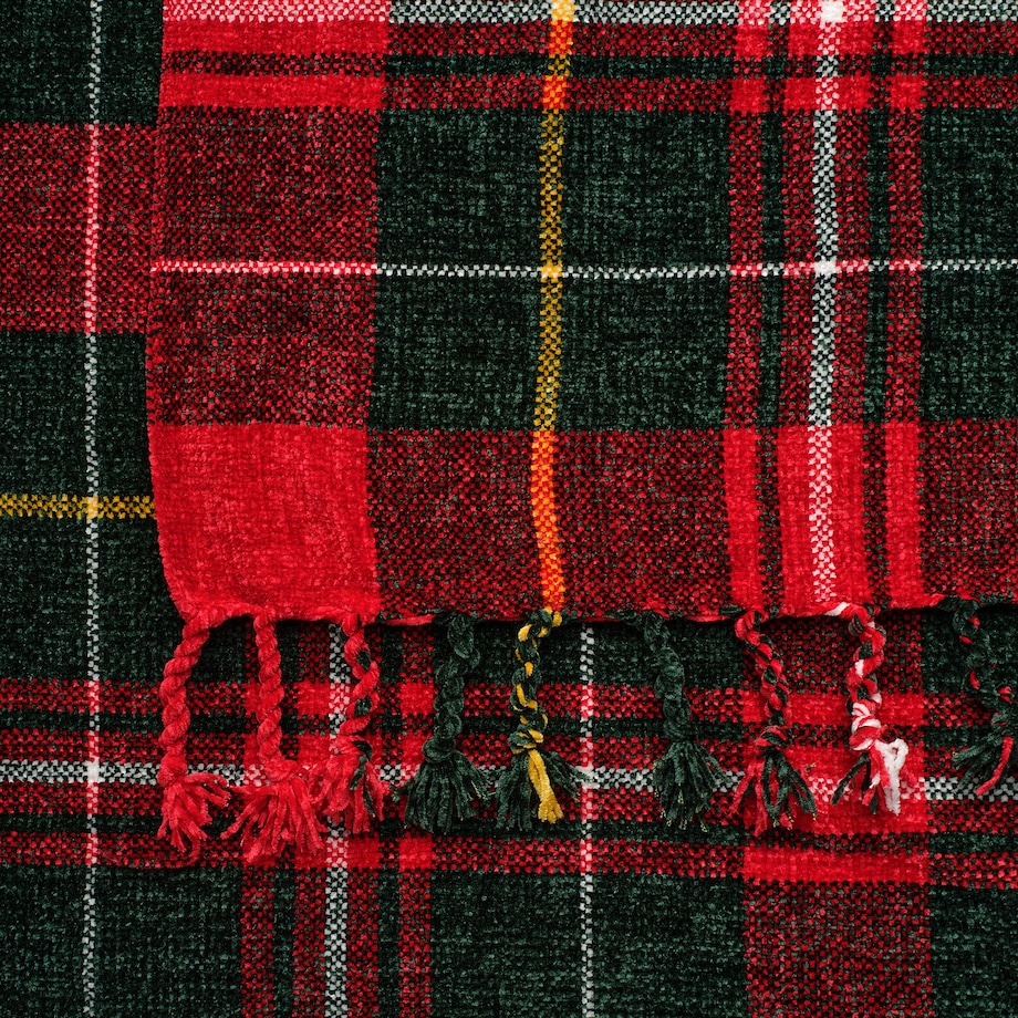 Wzorzysty koc dzianinowy Caldor 130x150 cm w kratę