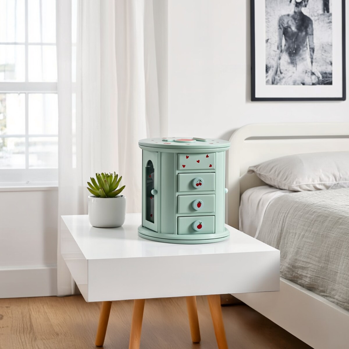 Dziecięca szkatułka na biżuterię z motywem wisienek