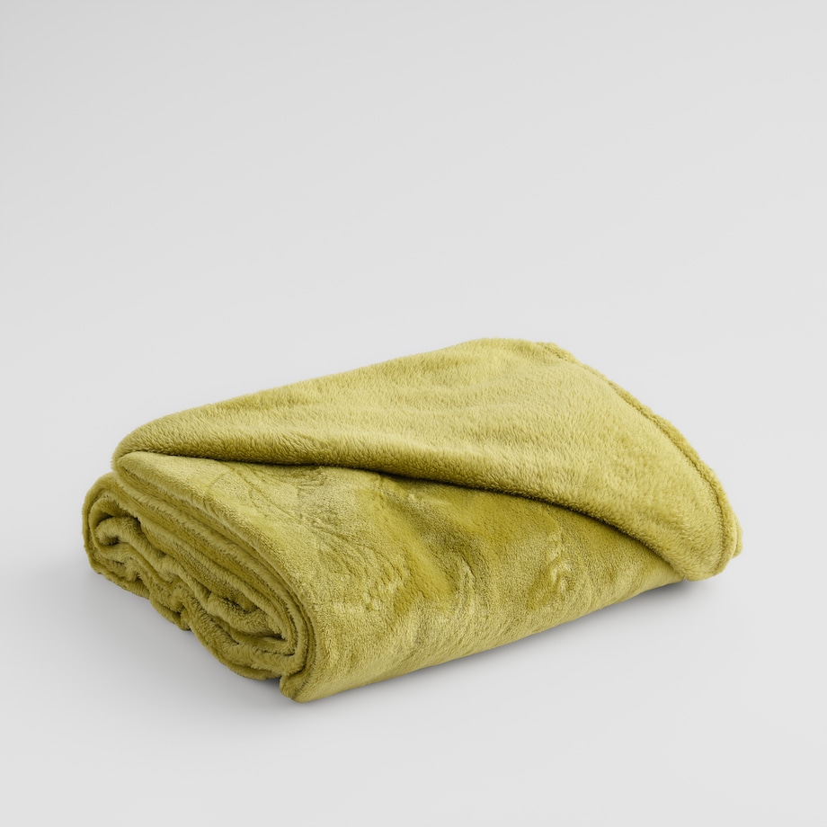 Jednokolorowy koc z wytłoczonym wzorem liściastym Yanborio 150x200 cm