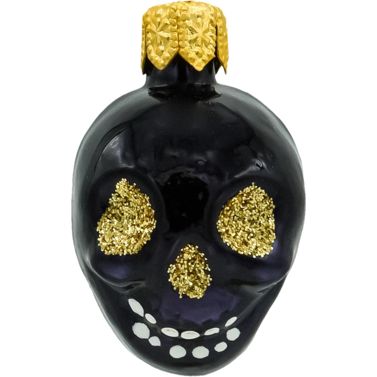 Bombka choinkowa: Czaszka z brokatowymi oczami: złota