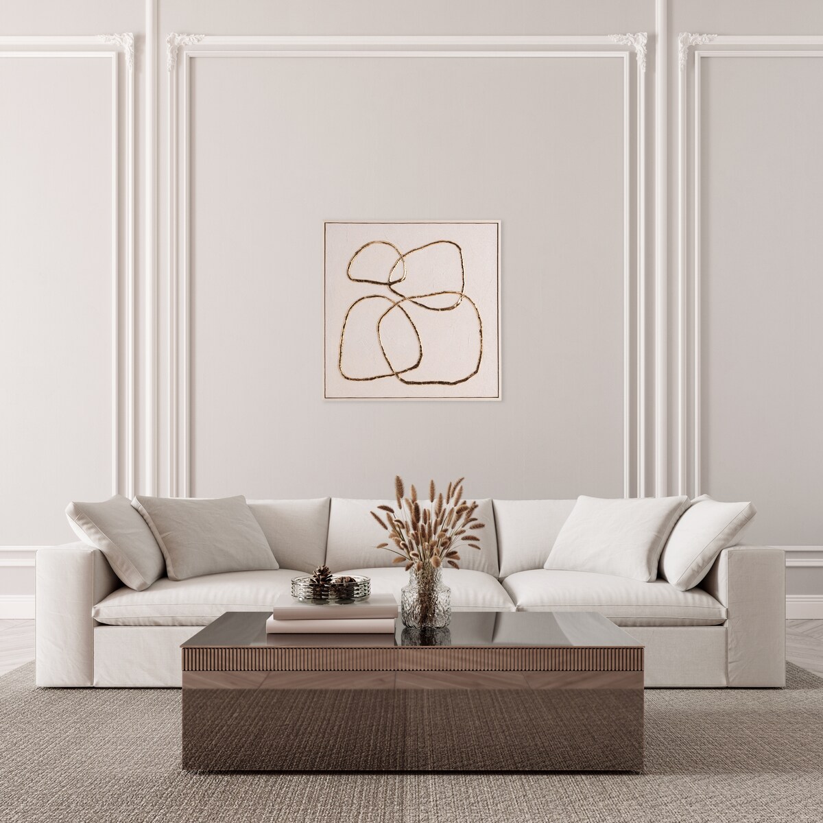 Obraz w ramie na płótnie z elementami złota sordio 60x60