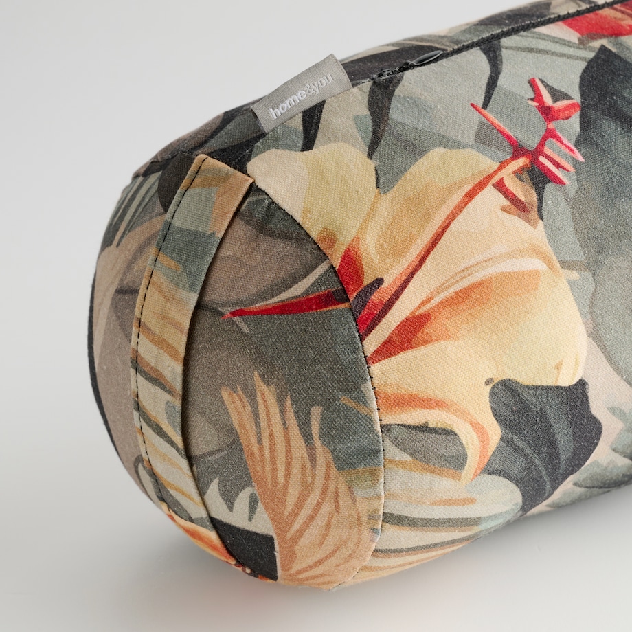 Poduszka Dekoracyjna Wałek Manuca z motywem liściastym