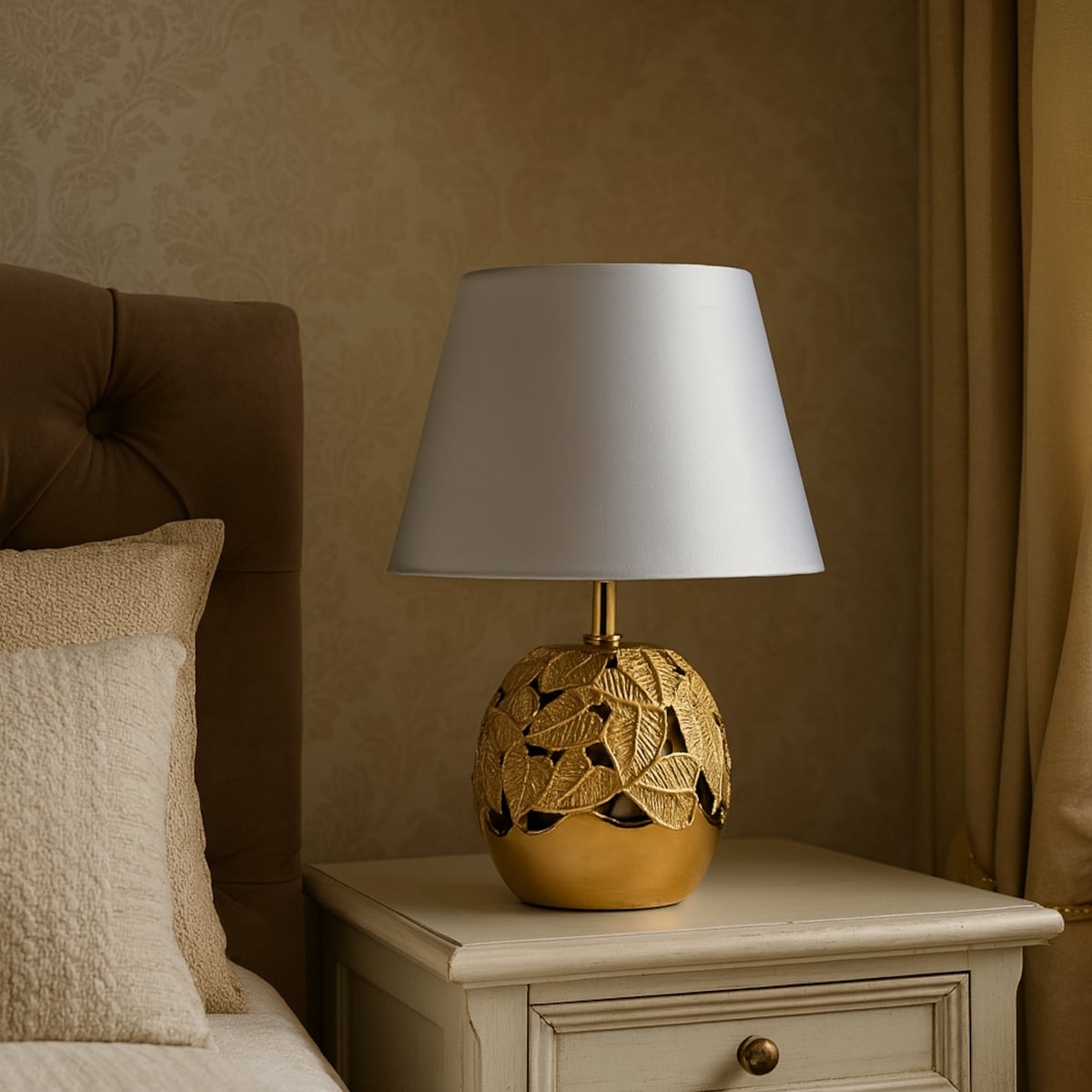 Lampa Stołowa Lefsi z motywem liściastym