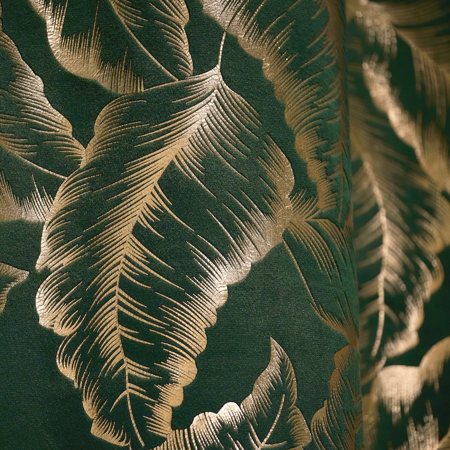 Zasłona Welwetowa Foglare 140x280 cm z motywem liściastym