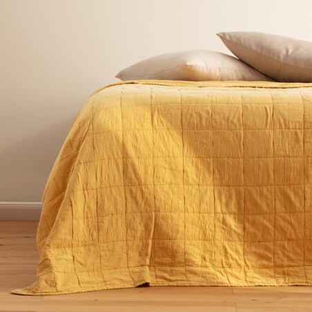 Narzuta Bawełniana z Efektem Sprania Przeszywana w Geometryczny Wzór Medosa 200x220 cm
