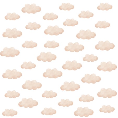 Naklejki Na Ścianę Dla Dzieci Beżowe Chmurki Chmury Styl Boho Zestaw 120x60cm