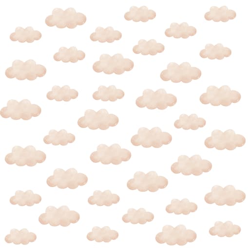 Naklejki Na Ścianę Dla Dzieci Beżowe Chmurki Chmury Styl Boho Zestaw 120x60cm