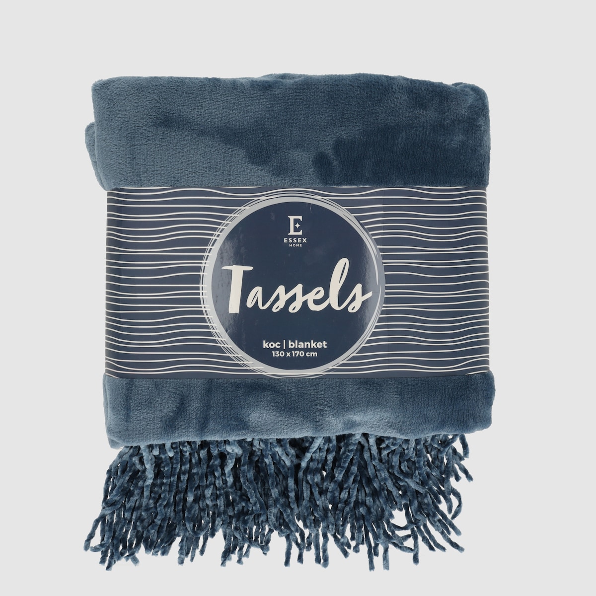 Jednokolorowy koc Tassels 130x170 cm