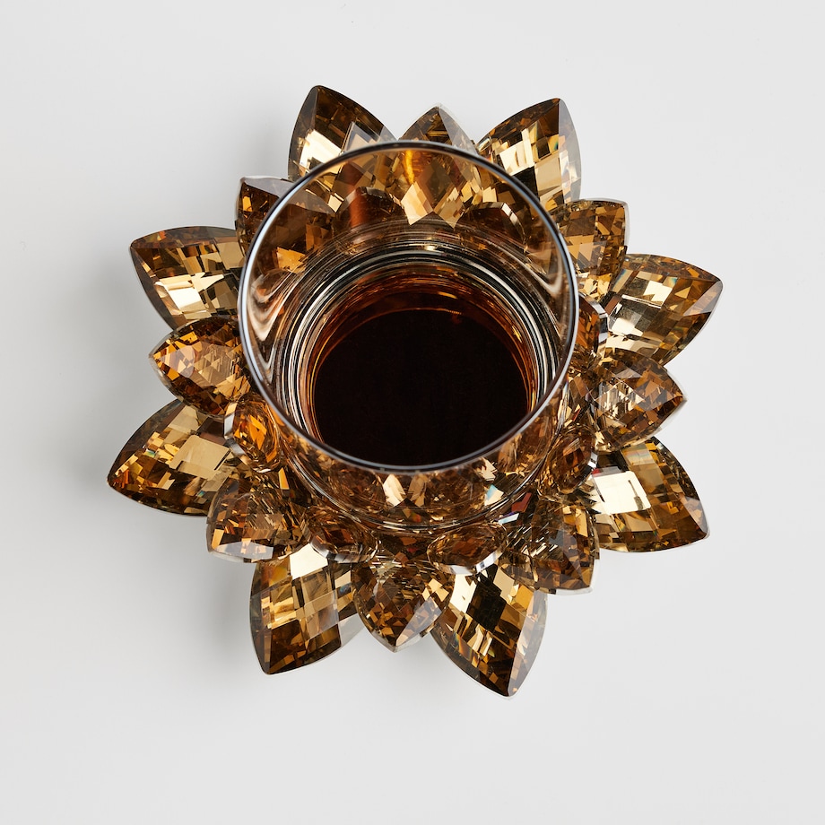 Świecznik Cristal shine tube z motywem kwiatowym