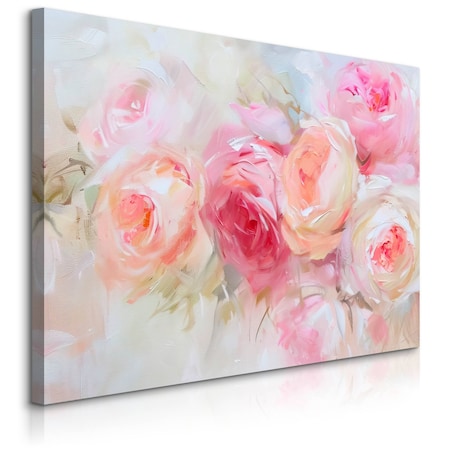 Obraz Do Sypialni Salonu Pastelowe Róże Kwiaty Natura Rośliny 70x50cm