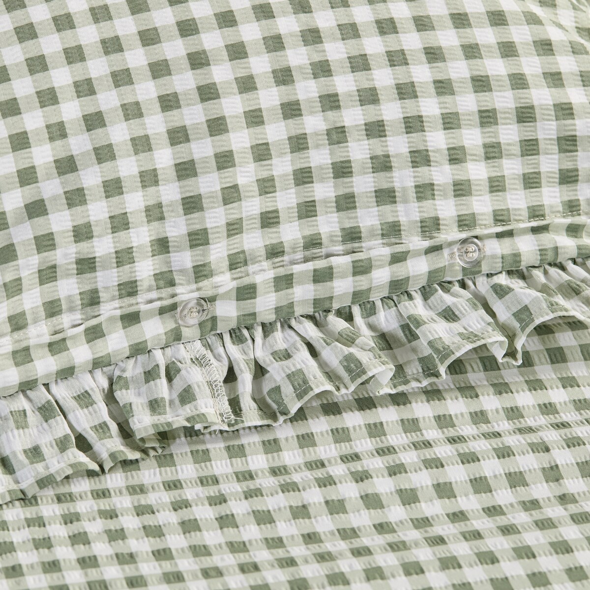 Pościel z kory z falbaną Minomi 200x220 cm w kratę