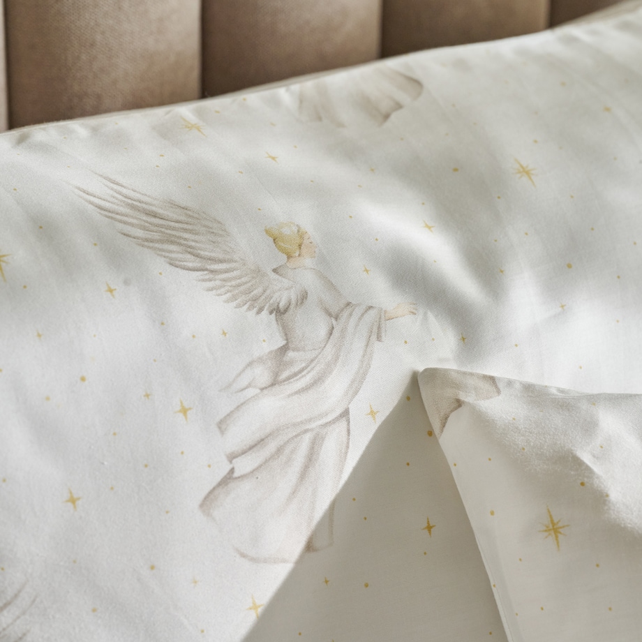Pościel z bawełny satynowej Angeliso 200x220 cm z motywem anioła