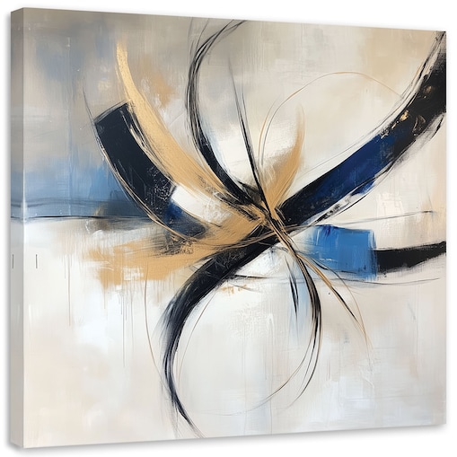 Feeby Obraz do salonu sypialni, Abstrakcja beżowy niebieski 50x50