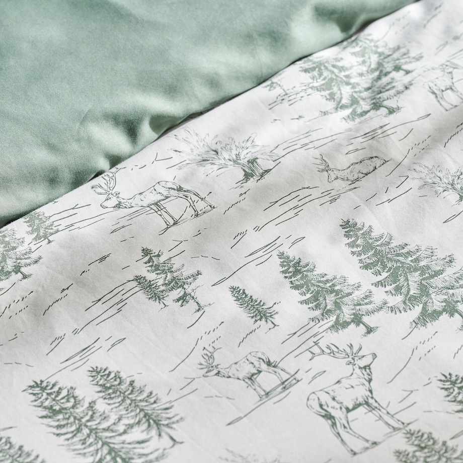 Pościel z bawełny satynowej Erdo 200x220 cm z motywem choinki