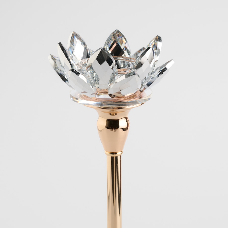 Świecznik Cristal shine long z motywem kwiatowym