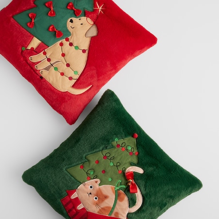 Poszewka Haftowana Catpack 45x45 cm z motywem choinki