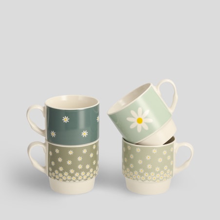 Komplet Kubków Nessen z motywem kwiatowym