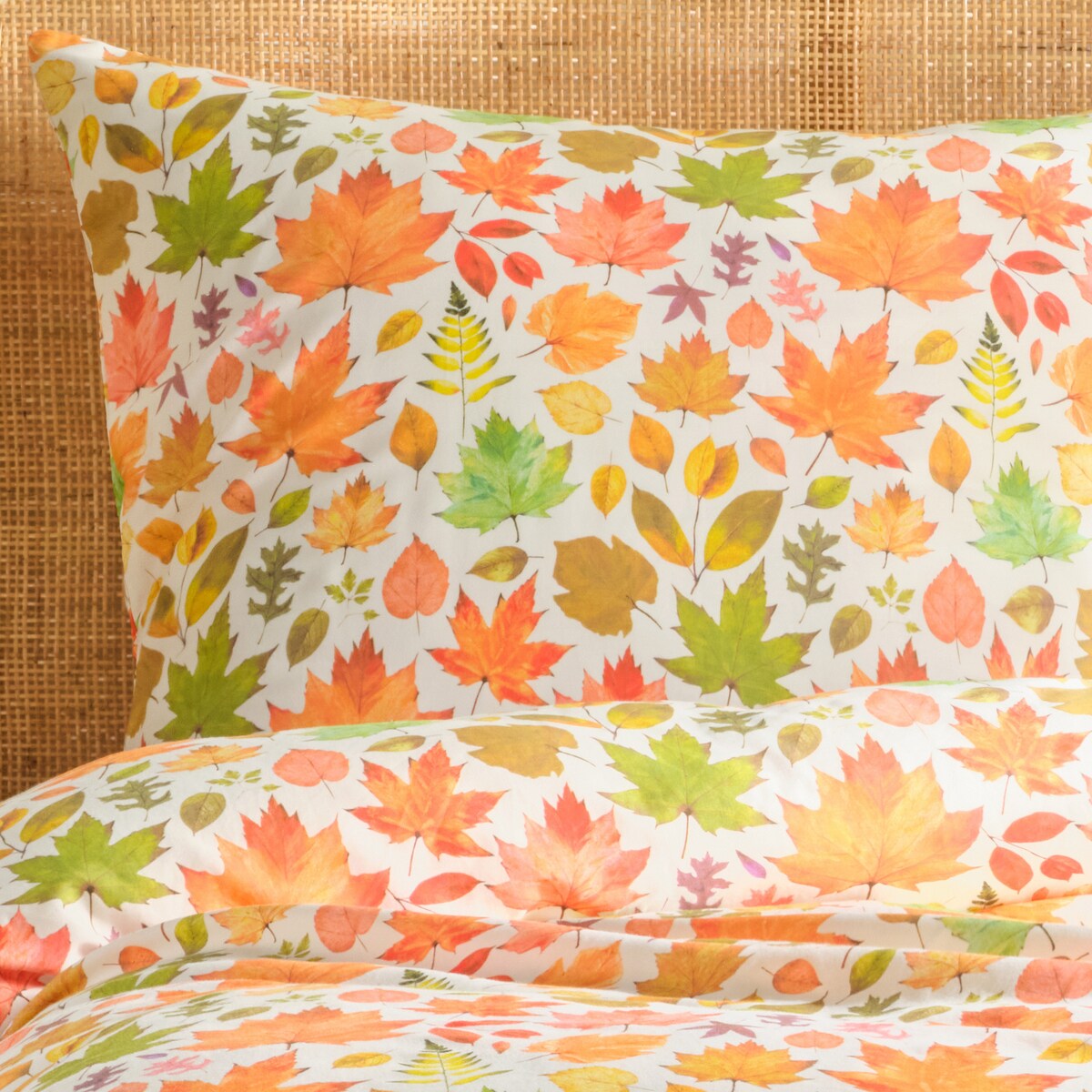 Pościel z bawełny satynowej Listio 200x220 cm z motywem liściastym