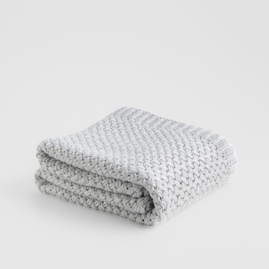 Jednokolorowy koc dzianinowy Glamira 120x150 cm