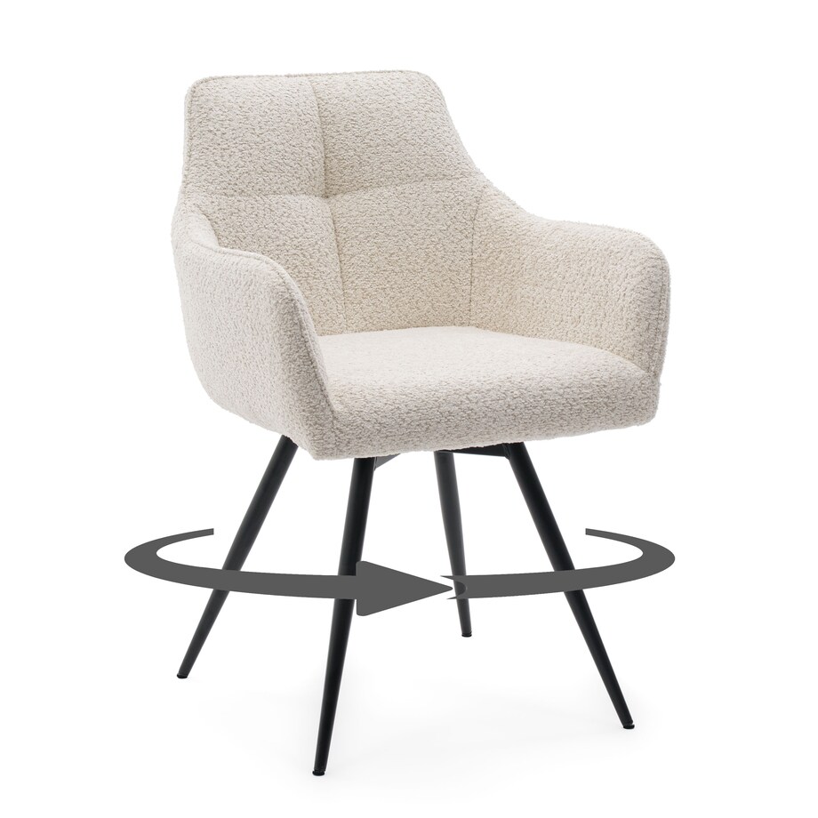 Krzesło tapicerowane obrotowe boucle do salonu QUATTRO kremowe