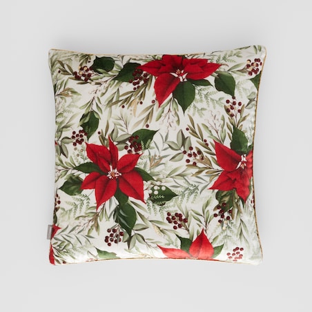 Poszewka z nadrukiem Poinsetta 45x45 cm z motywem gwiazdy betlejemskiej
