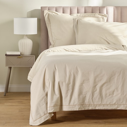 Jednokolorowa pościel z perkalu z lamówką Perlamo 200x220 cm