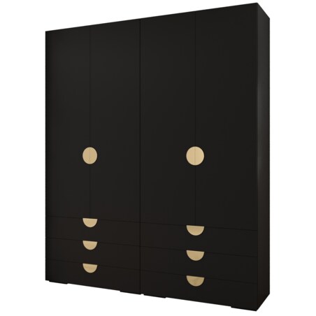 Garderoba wysoka do przedpokoju INOVA 4 Z16 czarny+złoty
